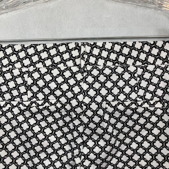 OVI Pants Women Sz M Black White Quatrefoil Mid Rise Straight Leg Cotton Stretch - Picture 11 of 11